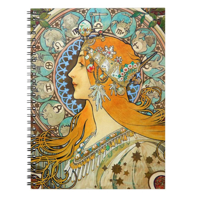 Cuaderno Alphonse Mucha Art Nouveau Zodiac (Frente)