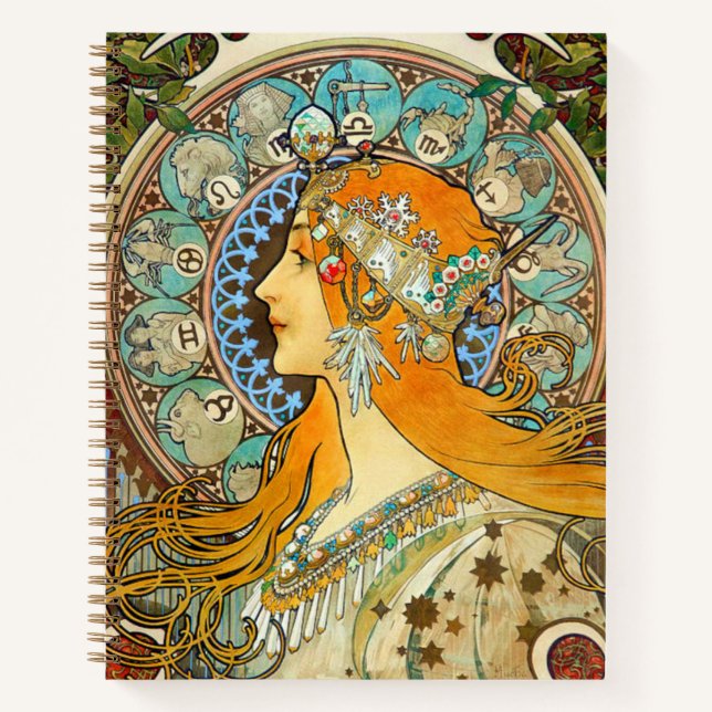 Cuaderno Alphonse Mucha Art Nouveau Zodiac (Anverso)