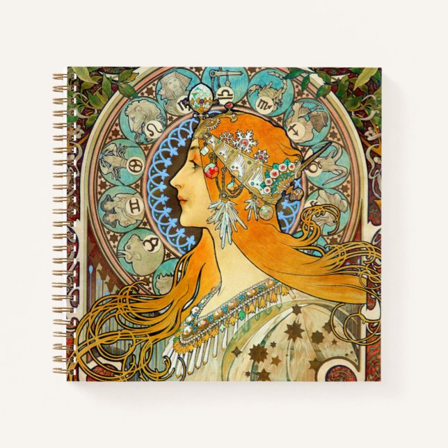 Cuaderno Alphonse Mucha Art Nouveau Zodiac (Anverso)
