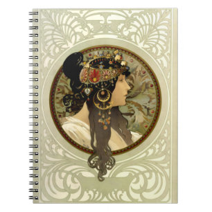 Cuaderno Alphonse Mucha - Cabezas bizantinas morena