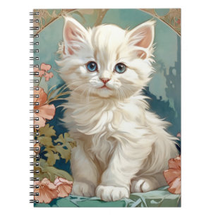 Cuaderno Alphonse Mucha Estilo Gato Blanco