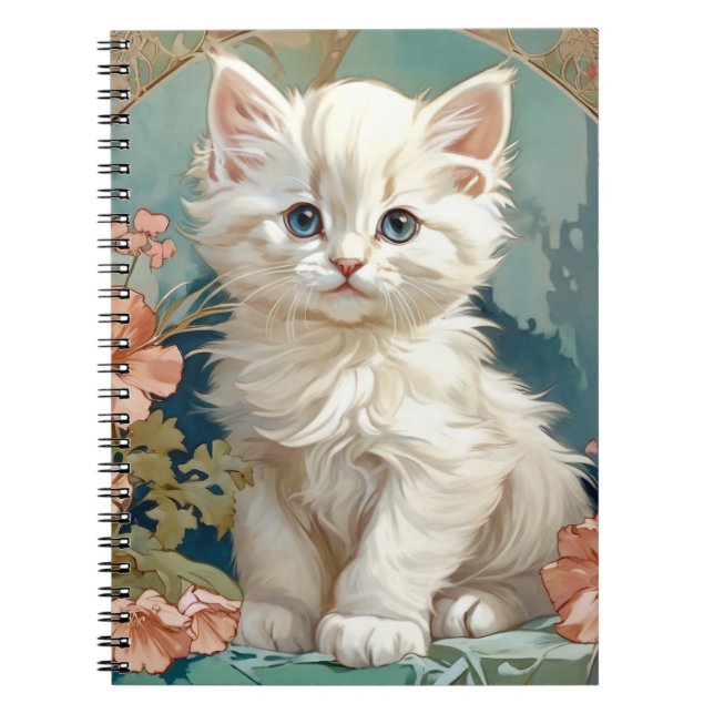 Cuaderno Alphonse Mucha Estilo Gato Blanco (Frente)