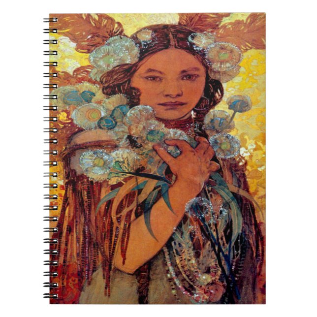 Cuaderno Alphonse Mucha - Mujer nativa norteamericana (Frente)