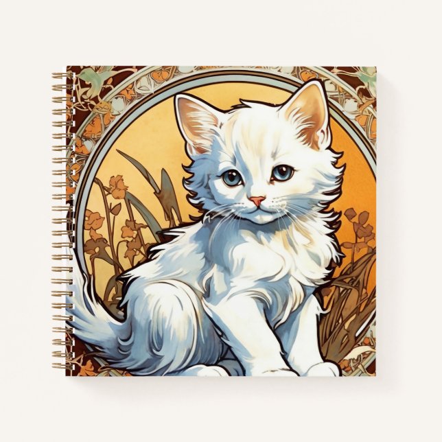 Cuaderno Alphonse Mucha Style Cat (Anverso)