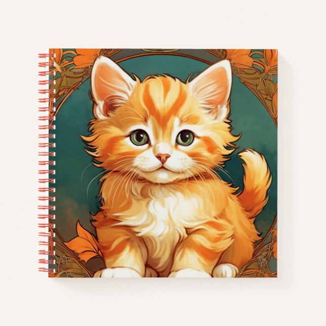 Cuaderno Alphonse Mucha Style Naranja Cat (Anverso)