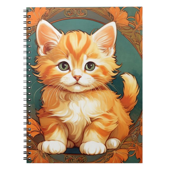 Cuaderno Alphonse Mucha Style Naranja Cat (Frente)