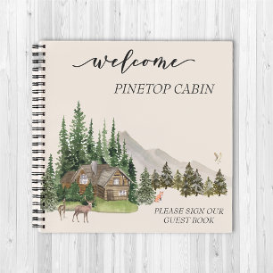 Cuaderno Alquiler de cabaña de bosque de acuarela de bienve
