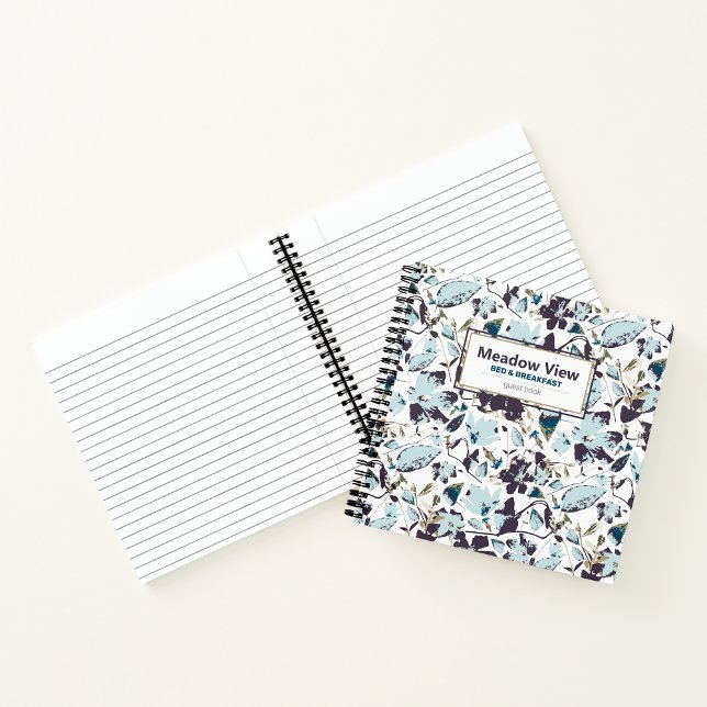 Cuaderno Alquiler de vacaciones Clematis Elegant Blue Brown (Clematis Elegant Blue Brown Vacation Rental Notebook from Studio Posies. )