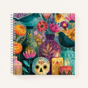 Cuaderno Altar de Ofrenda de Día de Muertos con Cráneo de A
