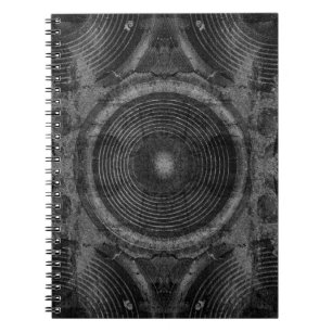 Cuaderno Altavoces de música en blanco y negro