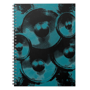 Cuaderno Altavoces de música verde y negro