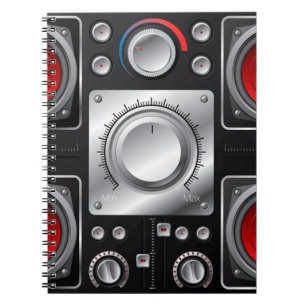 Cuaderno Altavoces rojos con amplificador y mandos de contr
