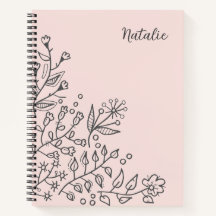 Alterable minimalista floral monogramado rosa