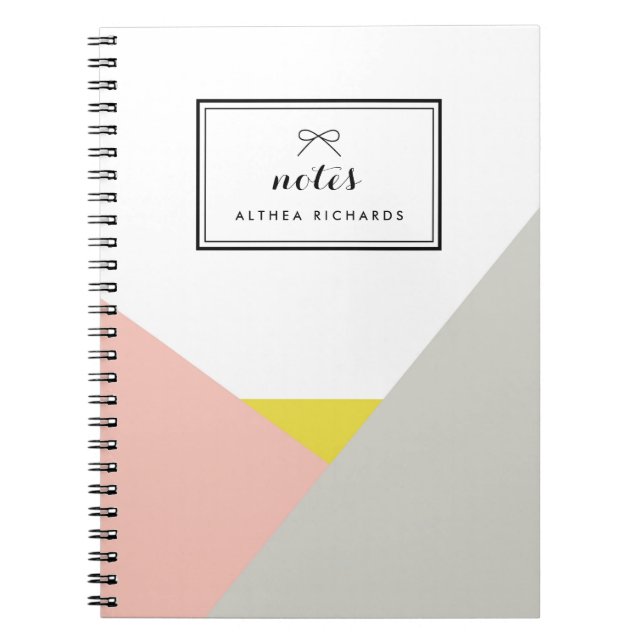 Cuaderno Althea portátil personalizado rosa y gris (Frente)