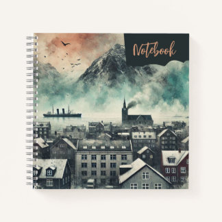 Cuaderno Alturas Mistbound - Watercolor Mountain Cityscape