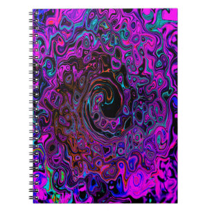 Cuaderno Alucinante Remolino Líquido Retro de Negro y Magen