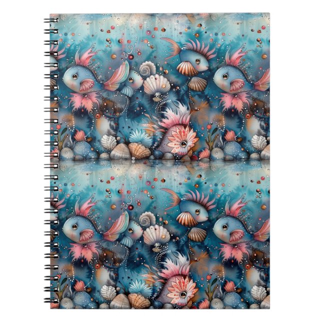 Cuaderno Alumnos de peces divertidos del mar (Frente)