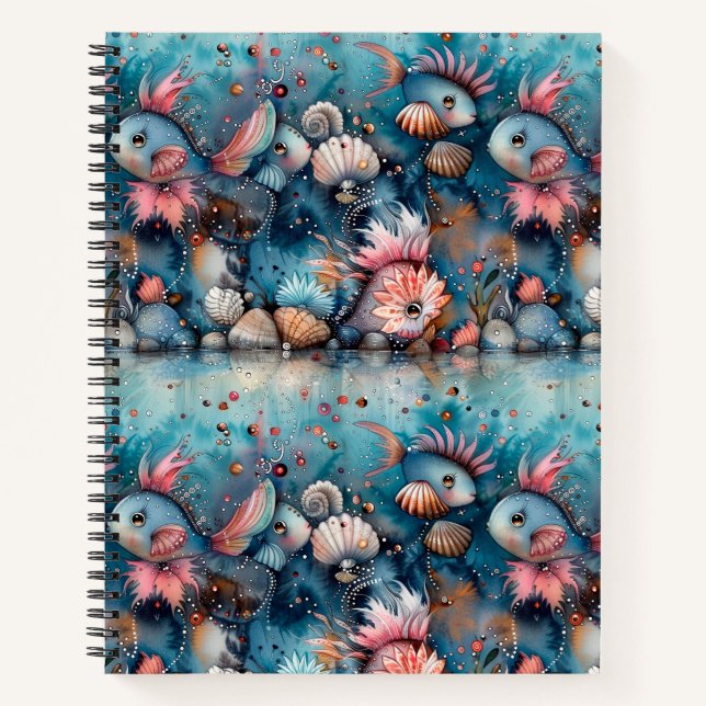 Cuaderno Alumnos de peces divertidos del mar (Anverso)