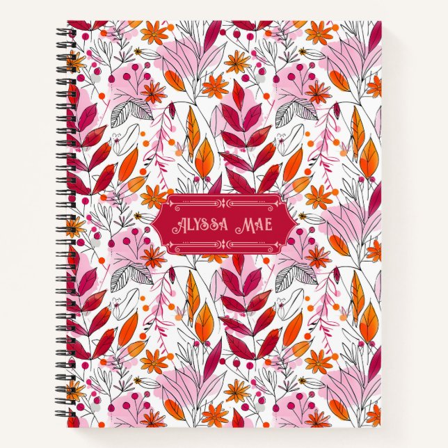 Cuaderno Alyssa Mae Naranja Foliage Deluxe (Anverso)