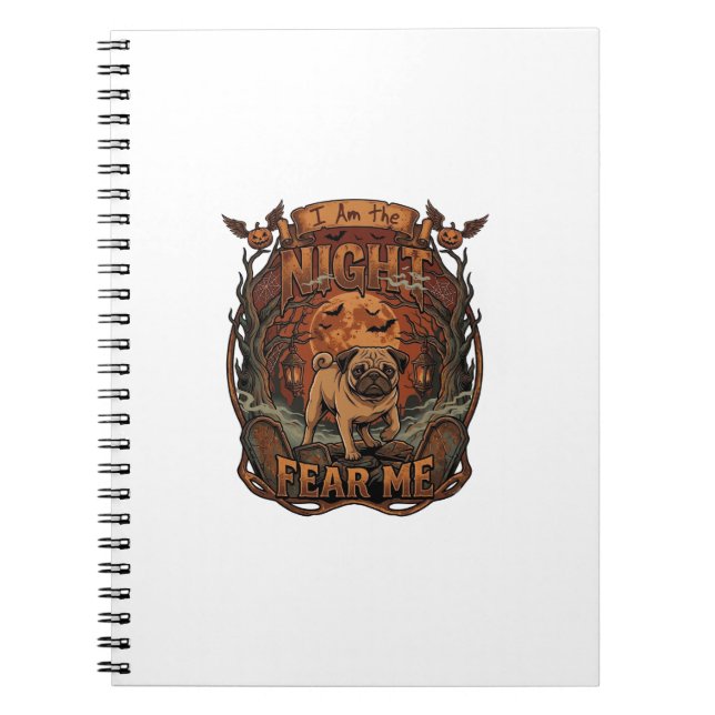 Cuaderno Am Noche Me Teme Pug Halloween Luna_1 (Frente)