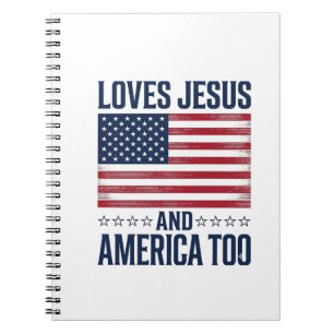 Cuaderno Ama a Jesús y a América también Camiseta Cristiana