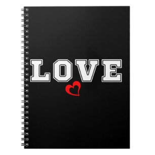 Cuaderno Ama la tipografía en blanco y el corazón rojo senc