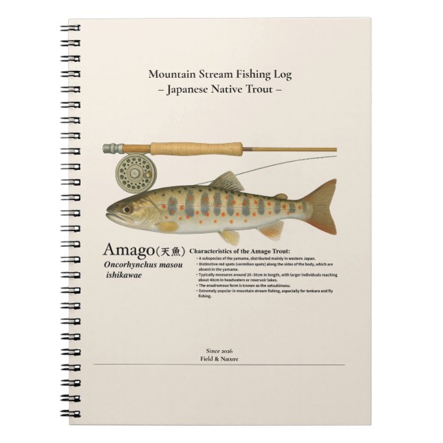 Cuaderno Amago Mountain Stream Fishing Log Photo Notebook (Frente)