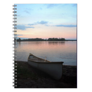 Cuaderno Amanecer canadiense, canoa, portátil de campo