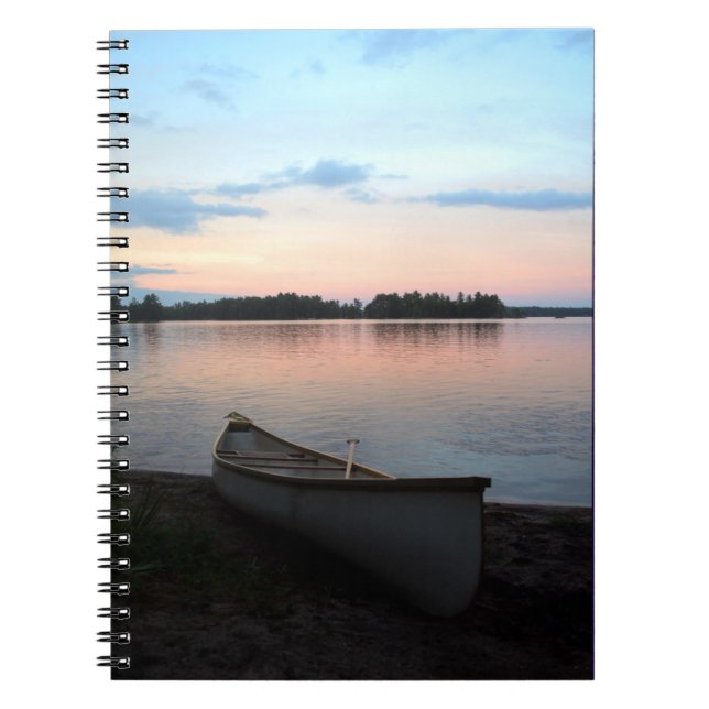 Cuaderno Amanecer canadiense, canoa, portátil de campo (Frente)