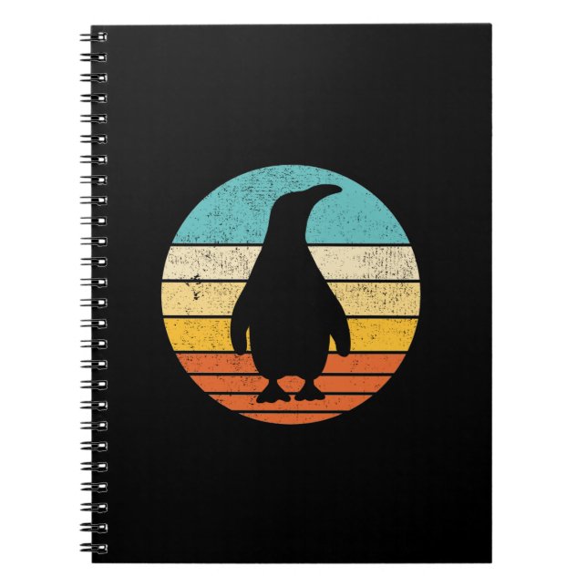 Cuaderno Amanecer de la época de la retro del pingüino (Frente)