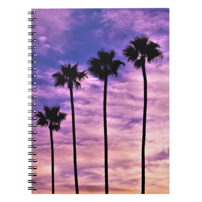 Cuaderno Amanecer del árbol de palmas de California (Frente)