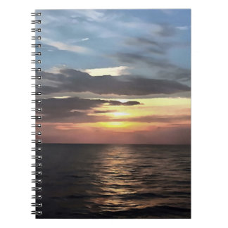 Cuaderno Amanecer del océano artificial rosa y azul ceruleñ