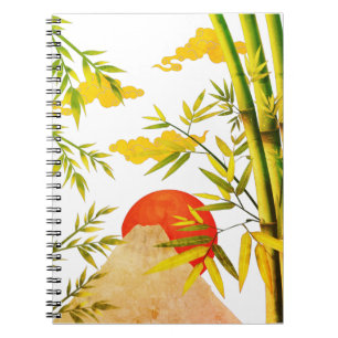 Cuaderno Amanecer Oriental Japonés de Montaña con Bambú
