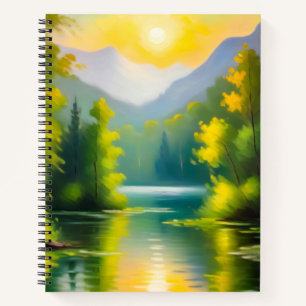 Cuaderno Amanecer sobre montañas y lago cubiertos de nieve