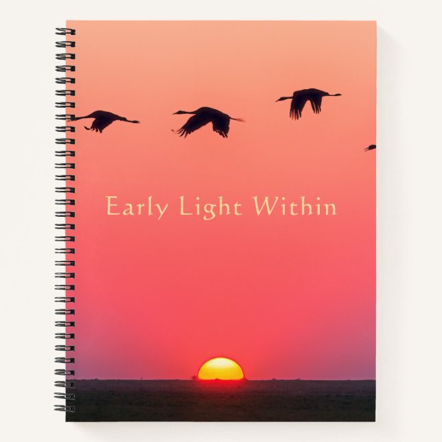Cuaderno Amaneceres Pájaros Volando Alto Rosa  (Anverso)