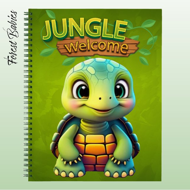 Cuaderno Amante adorable de tortugas Caja Tortuga Animal Ve (Cute Box Turtle "Jungle Welcome" Tortoise Wildlife Animal Cartoon Graphic Stationery Notebook 🐢)