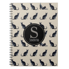 Cuaderno Amante de gatos negros Taupe y acuarela