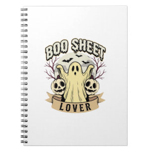 Cuaderno Amante de la hoja de Boo de Halloween Fantasma Lun