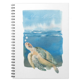 Cuaderno Amante de la Vida Marina Tortuga de Mar Arte Acuar