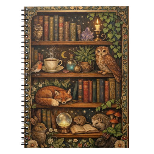 Cuaderno Amante de libros retro animales del bosque (Frente)