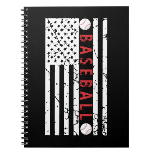 Cuaderno Amante de los aficionados al béisbol con bandera o