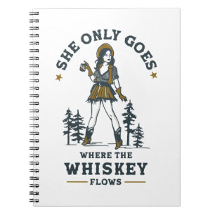 Cuaderno Amante de Whisky Divertida Vaquera Occidental Vint