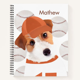 Cuaderno Amante del béisbol Cute Jack Russell Terrier