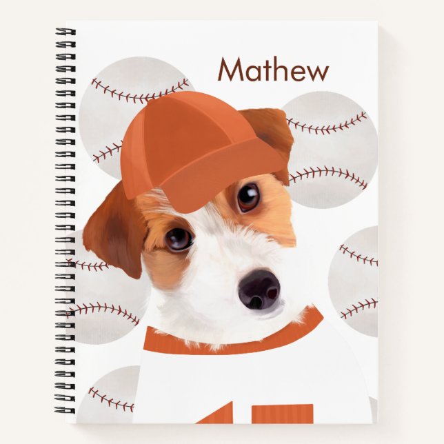 Cuaderno Amante del béisbol Cute Jack Russell Terrier (Anverso)