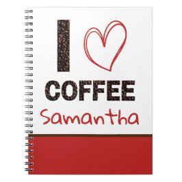 Cuaderno Amante del Café Nombre Personalizado Diseño de Gra