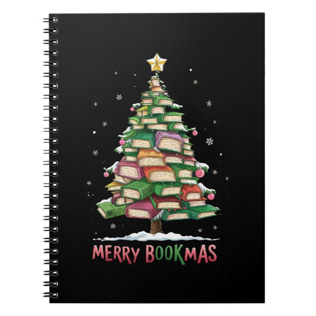 Cuaderno Amante del Libro de Navidad Árbol Bibliotecario Fe (Frente)