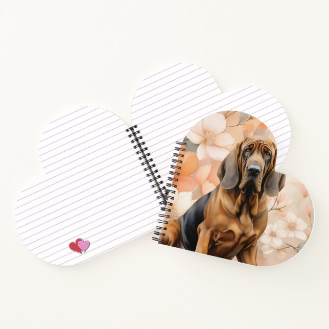 Cuaderno Amante del perro Bloodhound y flores de melocotón (Interior)
