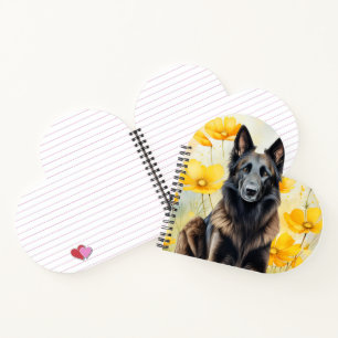 Cuaderno Amante del perro Tervuren belga y amapolas