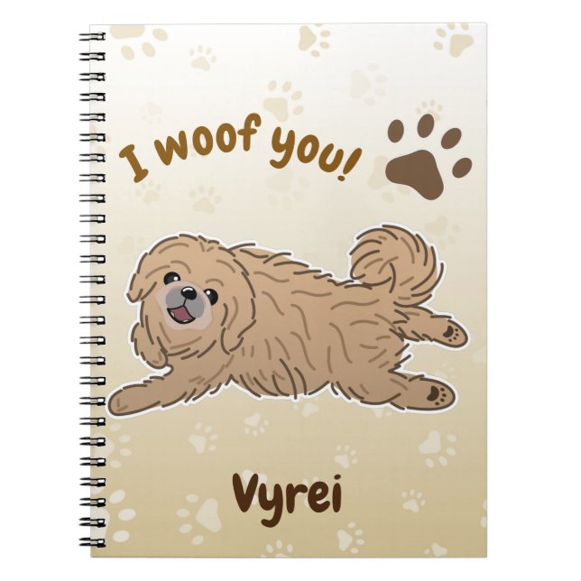 Cuaderno Amante feliz de Pekingese perro yo te quiero patas (Frente)