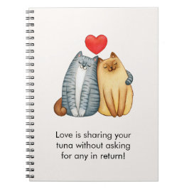 Cuaderno Amantes de la pareja de gatos se divierten con fel